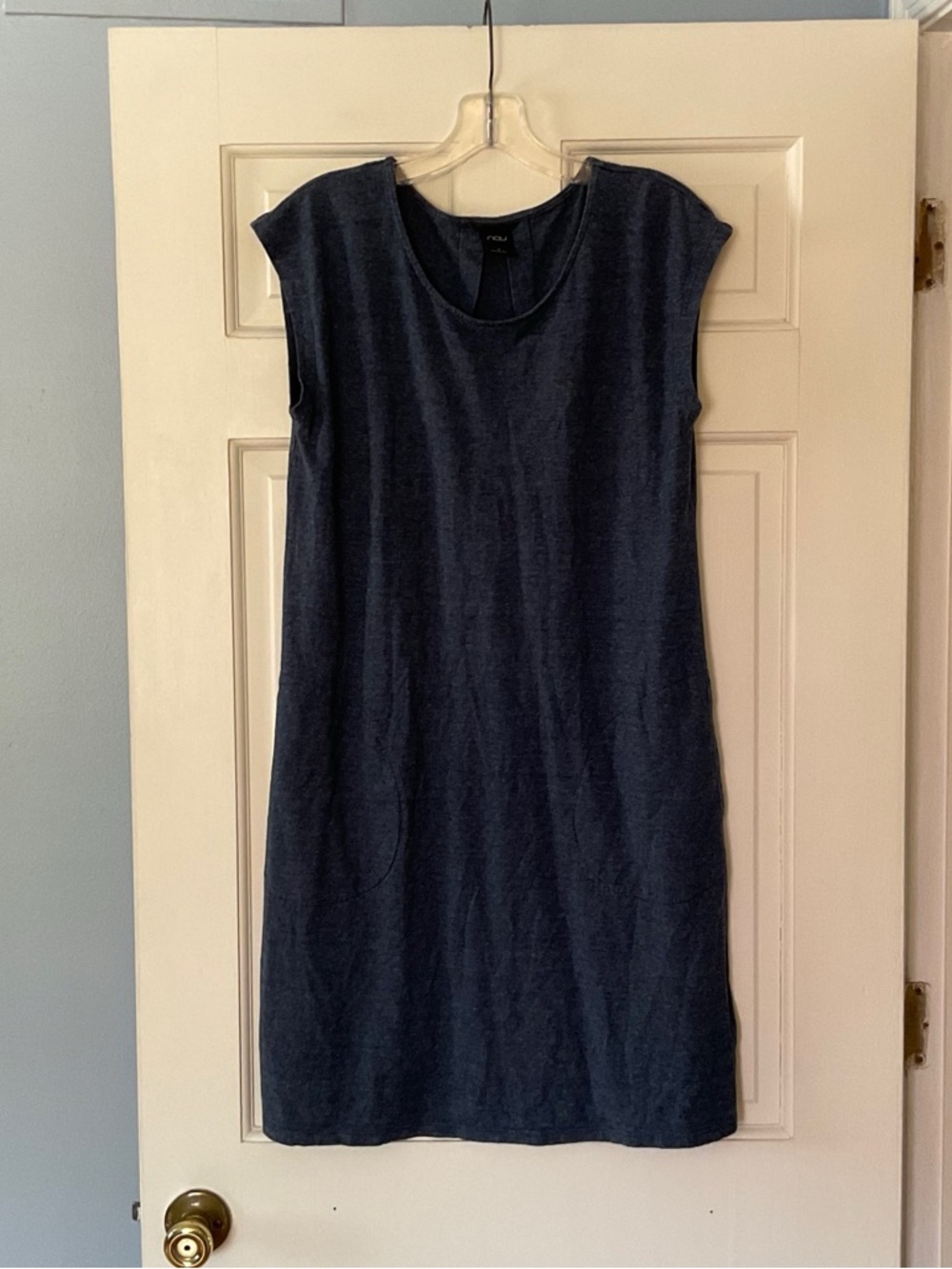 Nau Hemp Organic Cotton Dress Blue Size M Ecofriendly Sustainable Pockets